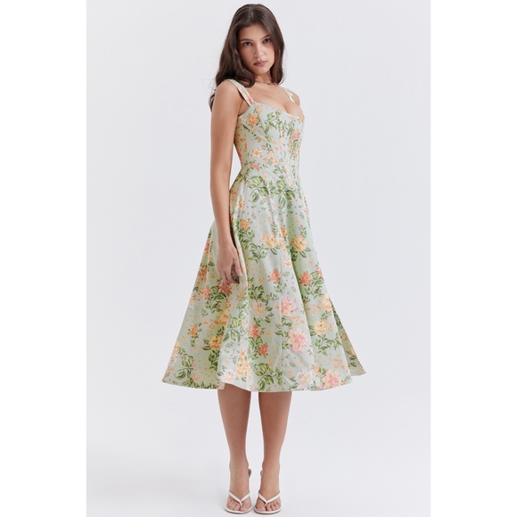 NEW House of CB Saira Light Jade Print Dress XS - Picture 4 of 14